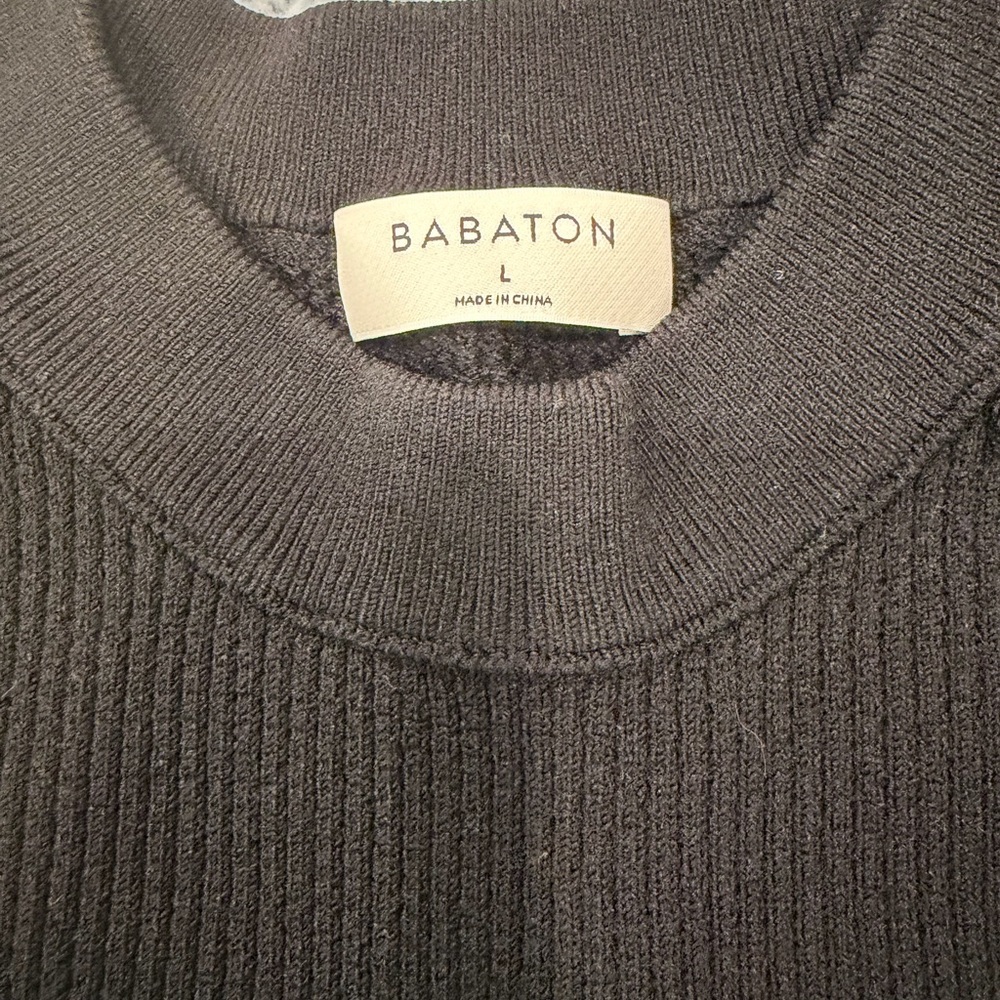 Babaton Black Ribbed Knit Top L NWOT - Picture 2 of 5